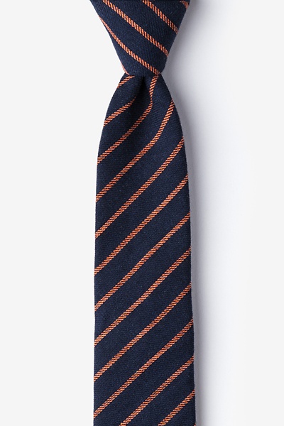 Navy Blue & Orange Cotton Arcola Skinny Tie | Ties.com