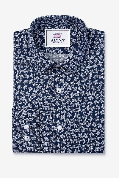 Navy Blue Cotton Brooks Floral Casual Shirt | Ties.com