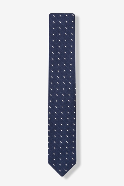 Navy Blue Cotton Dash Skinny Tie | Ties.com