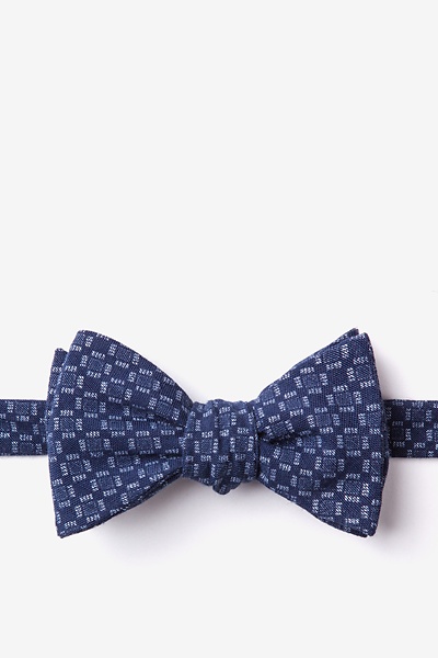 Navy Blue Cotton Nixon Self-Tie Bow Tie | Ties.com