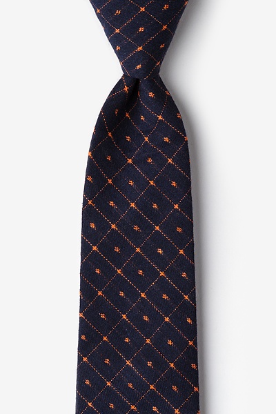 Navy Blue & Orange Cotton Pala Tie | Ties.com