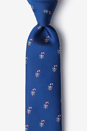 _Candy Canes Navy Blue Tie_