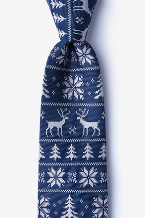 Less Ugly Christmas Sweater Navy Blue Extra Long Tie