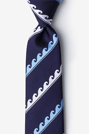 Ocean Waves Navy Blue Tie