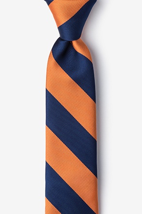 _Orange & Navy Stripe Navy Blue Clip-on Tie For Boys_