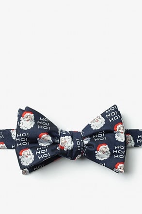 Santa Faces Navy Blue Self-Tie Bow Tie