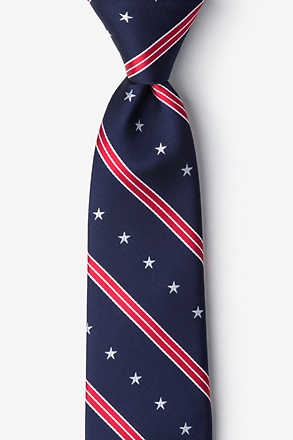 _USA Stripe Navy Blue Tie_