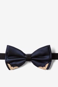 Metal-Tipped Navy Blue Pre-Tied Bow Tie Photo (0)