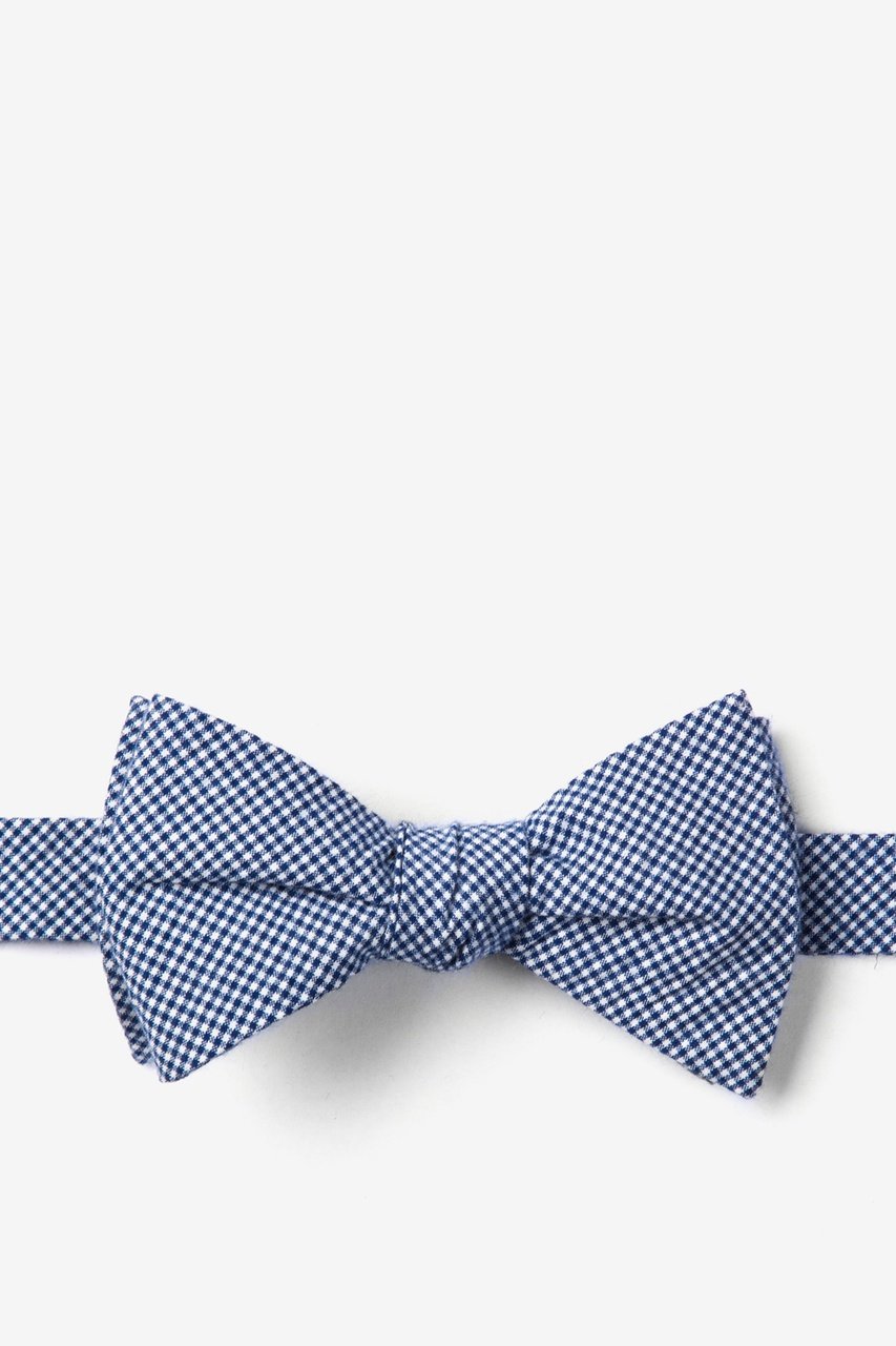 Navy Blue Seersucker Preston Seersucker Self-Tie Bow Tie | Ties.com