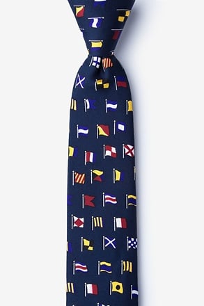 _A-Z International Flags Navy Blue Skinny Tie_