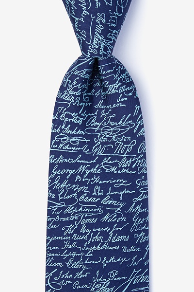 Navy Blue Silk Declaration Signers Tie | Ties.com