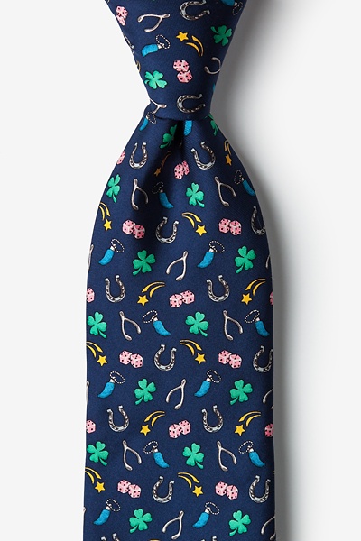 Good Luck Charms Silk Tie | Navy Blue Expression Neckties | Ties.com