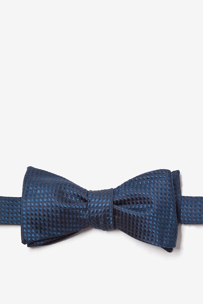 navy blue silk bow tie