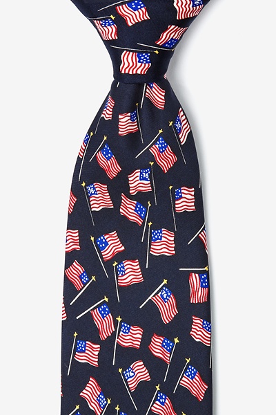 American Flag Navy Blue Silk Tie | Patriotic Neckties | Ties.com