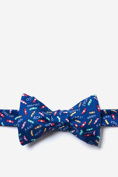 navy blue silk bow tie