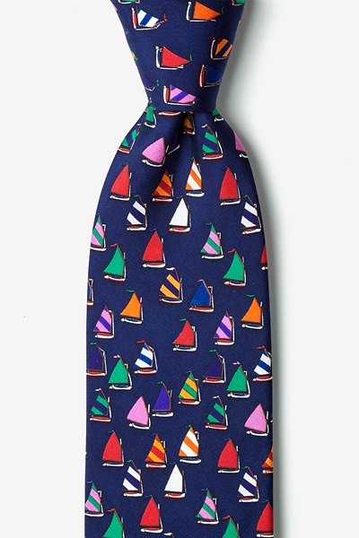 Sailboat Fleet Navy Blue Silk Tie | Nautical Neckties | Ties.com