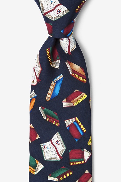 Books Navy Blue Silk Tie | Books & Maps Neckties | Ties.com