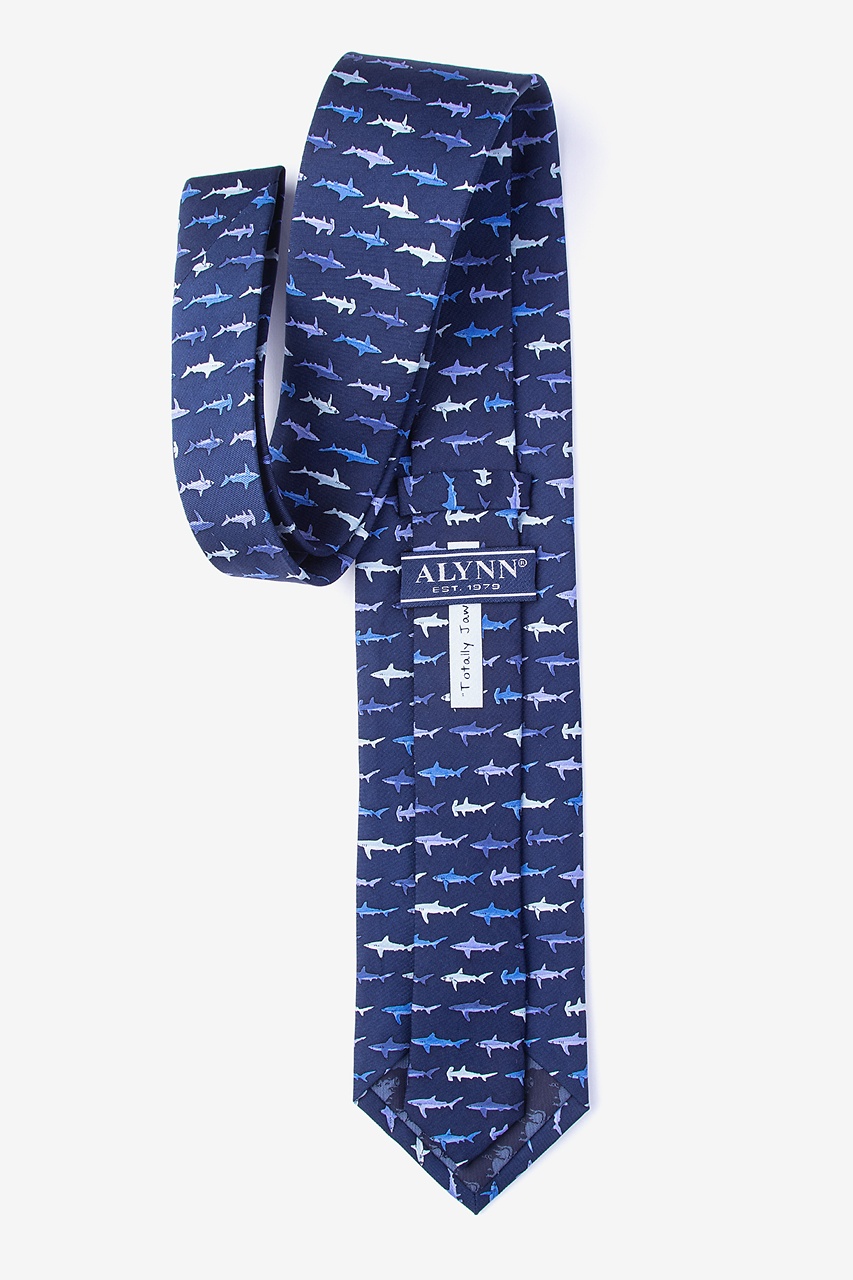 Shark Print Navy Blue Silk Tie | Ocean Animal Neckties | Ties.com