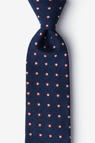 Navy Blue and Burgundy Wool Catania Floral Tie | Ties.com