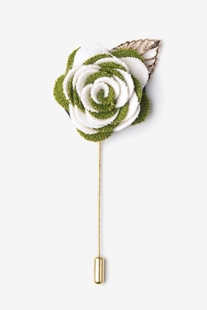 Two-toned Flower Gold Leaf Olive Lapel Pin