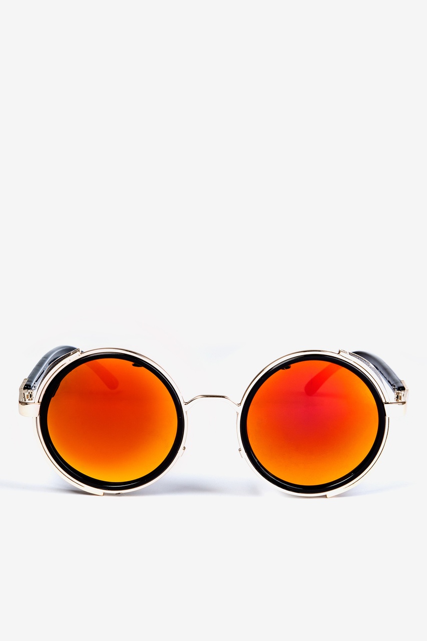 Round Circle Frame Sunglasses Thin Metal Spring Hinge Mirror Lens