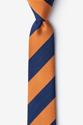 Burgundy & Navy Stripe Skinny Tie | Casual Necktie | Ties.com