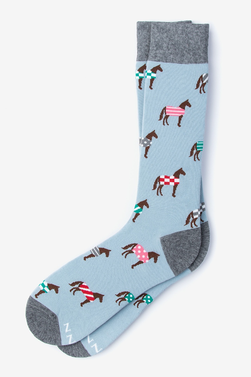 Pale Blue Horse Sock Derby Sock