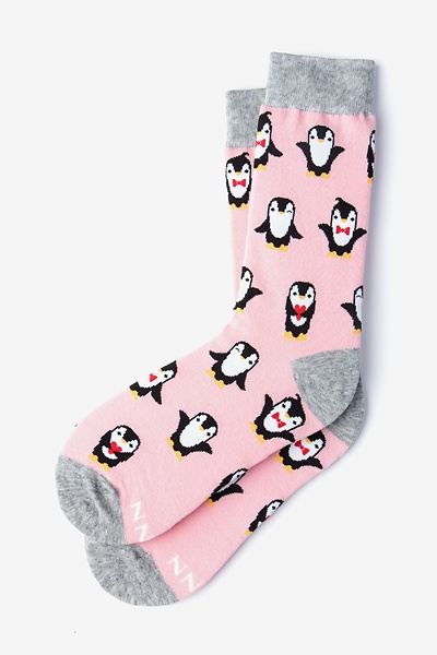 Pink Carded Cotton Penguin are Chill Women's Sock