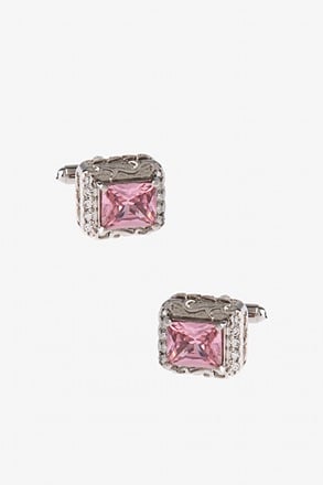 Thick Bejeweled Box Pink Cufflinks