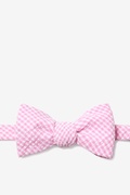 Seersucker Check Pink Self-Tie Bow Tie Photo (0)