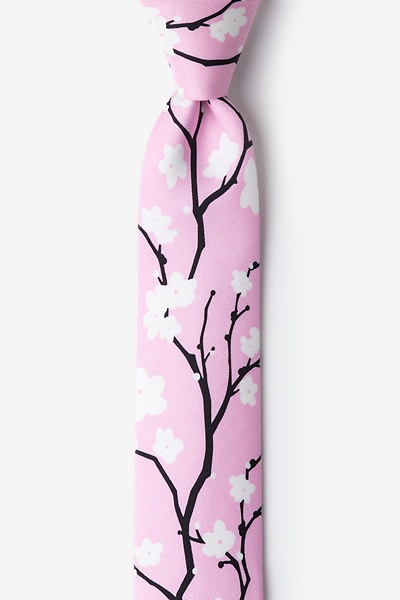 Pink Silk Cherry Blossoms Skinny Tie | Ties.com