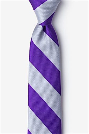 _Purple & Silver Stripe Clip-On Clip-on Tie For Boys_