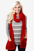 Red Pocket Knit Scarf Photo (0)