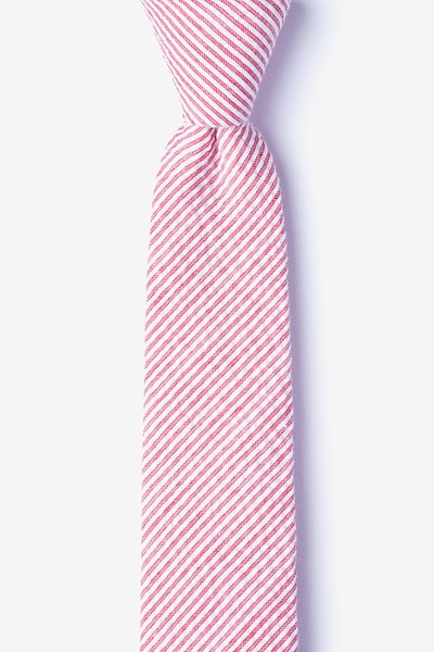 Red Cotton Cheviot Skinny Tie