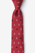 Anchors & Ships Wheels Red Skinny Tie Photo (0)