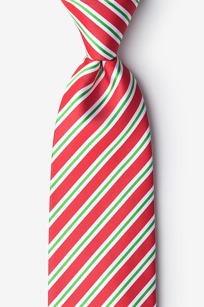 Red Microfiber Christmas Stripe Extra Long Tie