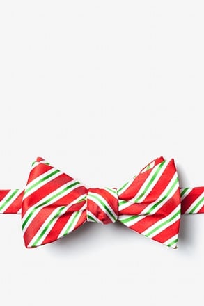 Christmas Stripe Red Self-Tie Bow Tie