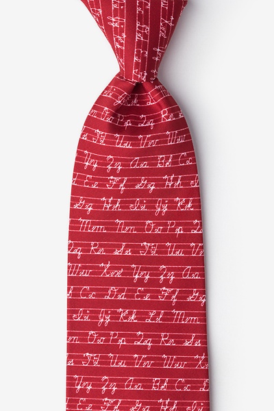 Red Microfiber Learning Cursive Tie | Ties.com