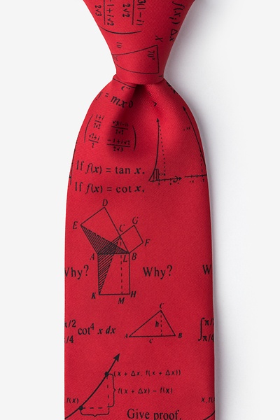 Red Microfiber Mathematics Tie