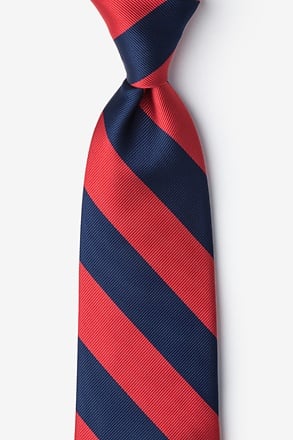 Garnet Red Necktie. Solid Color Fine-Stripe Tie, No Print