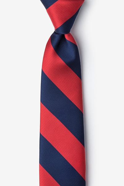 Red Microfiber Red & Navy Stripe Tie For Boys | Ties.com