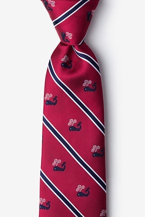 _Whales Red Extra Long Tie_