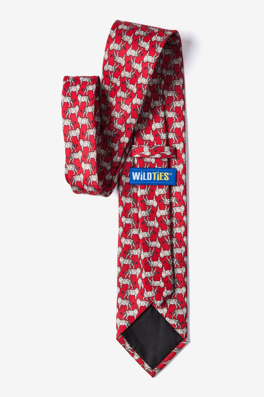 Red Microfiber White Tiger Tie | Ties.com