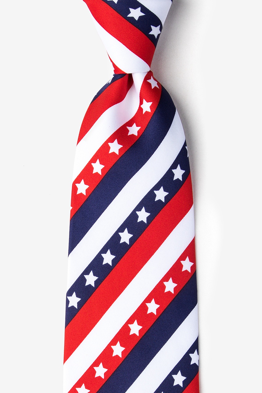 Red Polyester Patriotic Stripe Tie | Ties.com