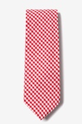 Seersucker Check Red Extra Long Tie Photo (0)