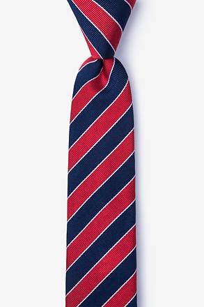 Red Microfiber Red & Gold Stripe Skinny Tie | Ties.com