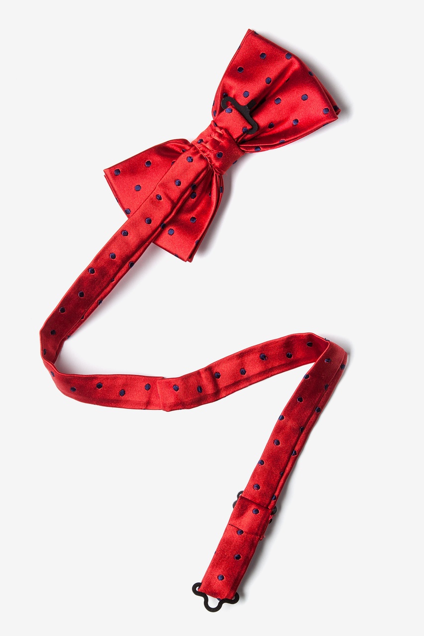 Red Silk Red with Navy Dots Pre-Tied Bow Tie | Ties.com