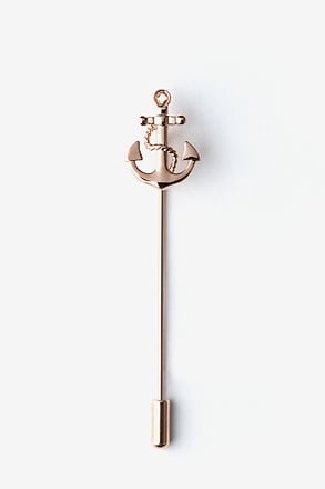 _Anchor With Rope Rose Gold Lapel Pin_