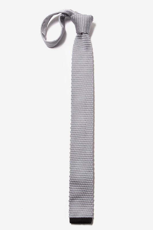 Silver Knit Contrasting Tip Knit Skinny Tie | Ties.com