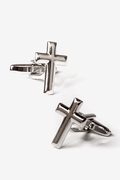 Silver Metal Cross SIlver Cufflinks | Ties.com